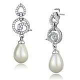 TS480 - Rhodium 925 Sterling Silver Earrings with Synthetic Pearl in Citrine Yellow - Alamode - Flyclothing LLC