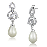 TS480 - Rhodium 925 Sterling Silver Earrings with Synthetic Pearl in Citrine Yellow - Alamode