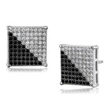 TS482 - Rhodium + Ruthenium 925 Sterling Silver Earrings with AAA Grade CZ  in Black Diamond - Alamode