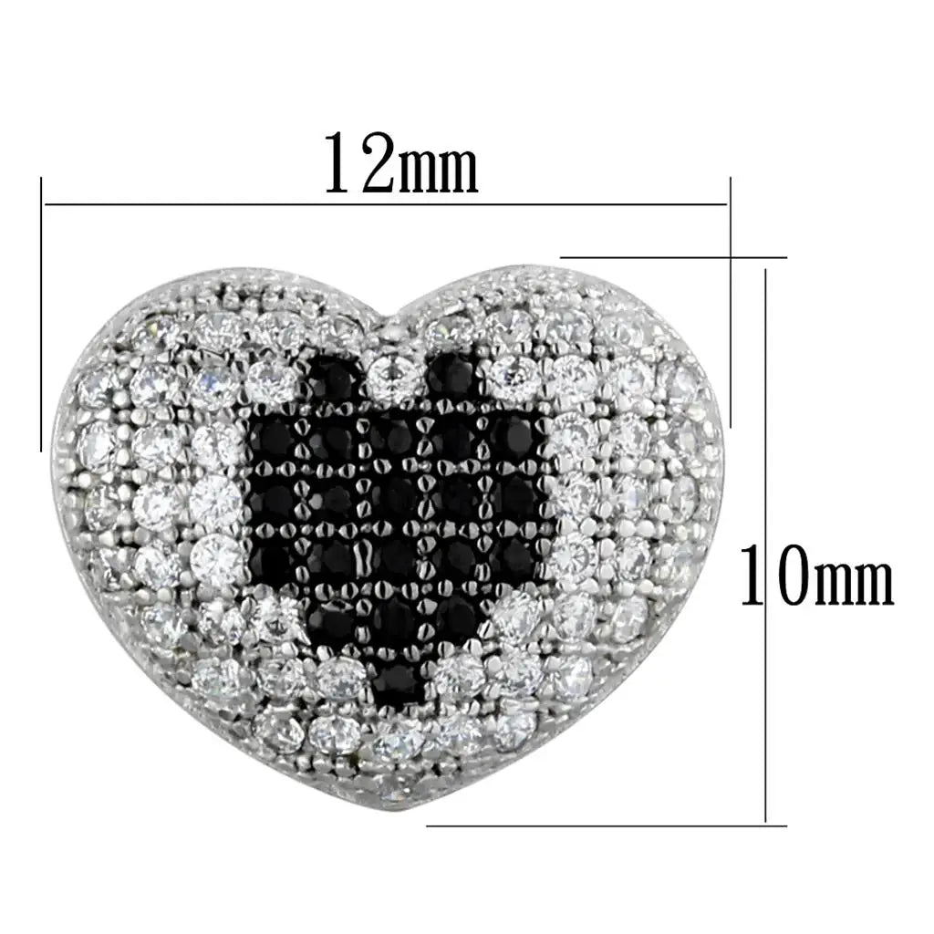 TS483 - Rhodium + Ruthenium 925 Sterling Silver Earrings with AAA Grade CZ in Black Diamond - Alamode - Flyclothing LLC
