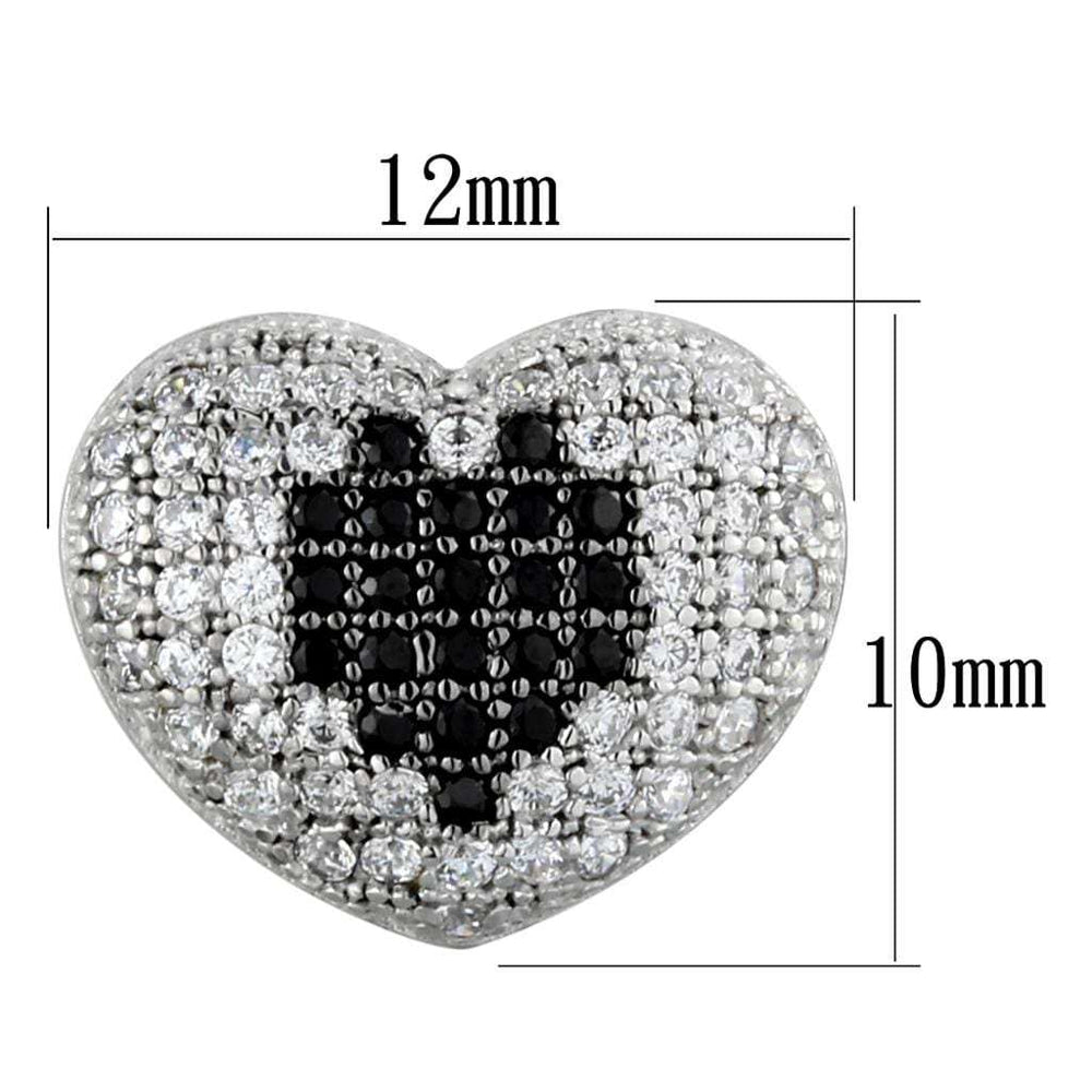 TS483 - Rhodium + Ruthenium 925 Sterling Silver Earrings with AAA Grade CZ in Black Diamond - Alamode - Flyclothing LLC