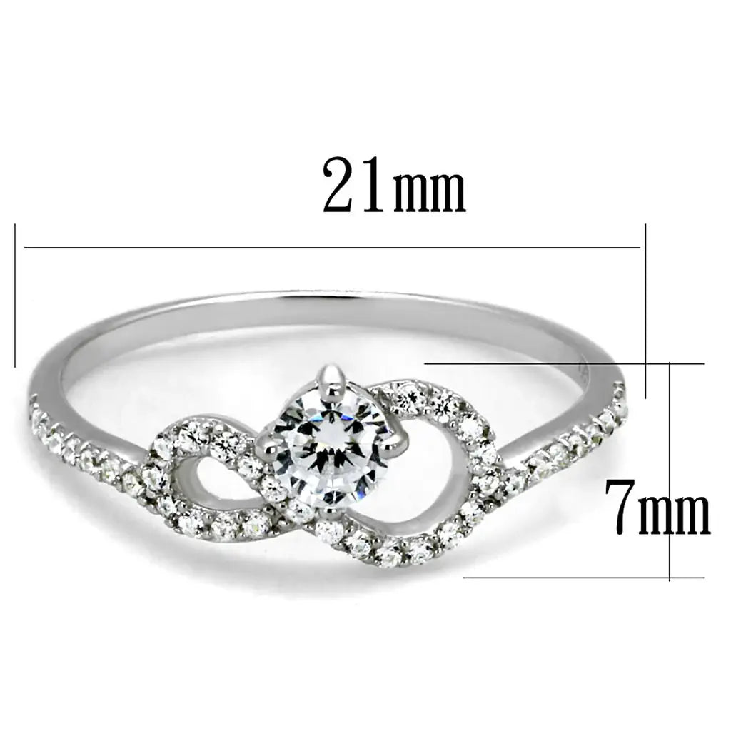 TS485 - Rhodium 925 Sterling Silver Ring with AAA Grade CZ in Clear - Alamode - Flyclothing LLC