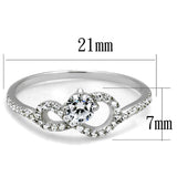 TS485 - Rhodium 925 Sterling Silver Ring with AAA Grade CZ  in Clear