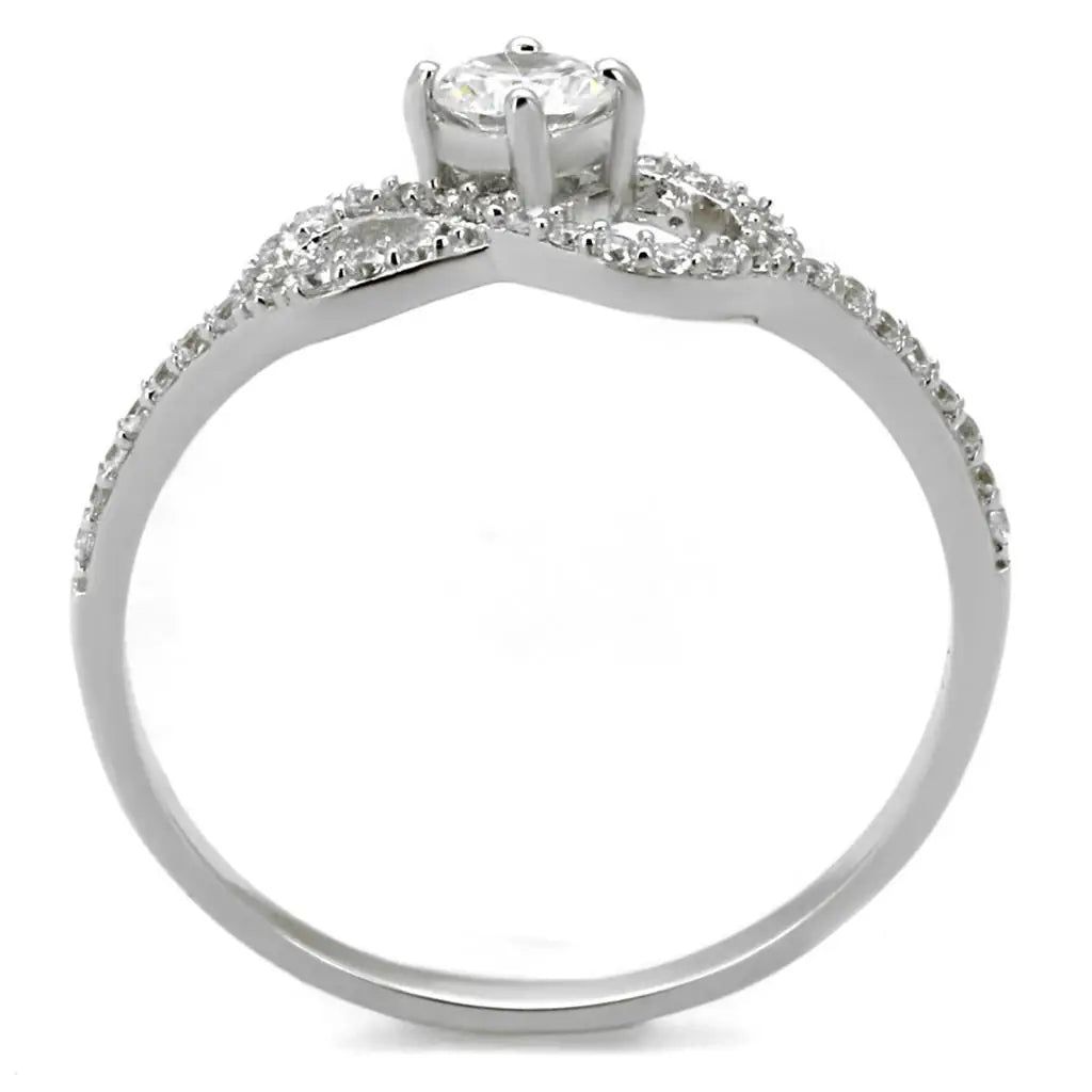 TS485 - Rhodium 925 Sterling Silver Ring with AAA Grade CZ in Clear - Alamode - Flyclothing LLC