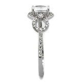 TS486 - Rhodium 925 Sterling Silver Ring with AAA Grade CZ  in Clear - Alamode