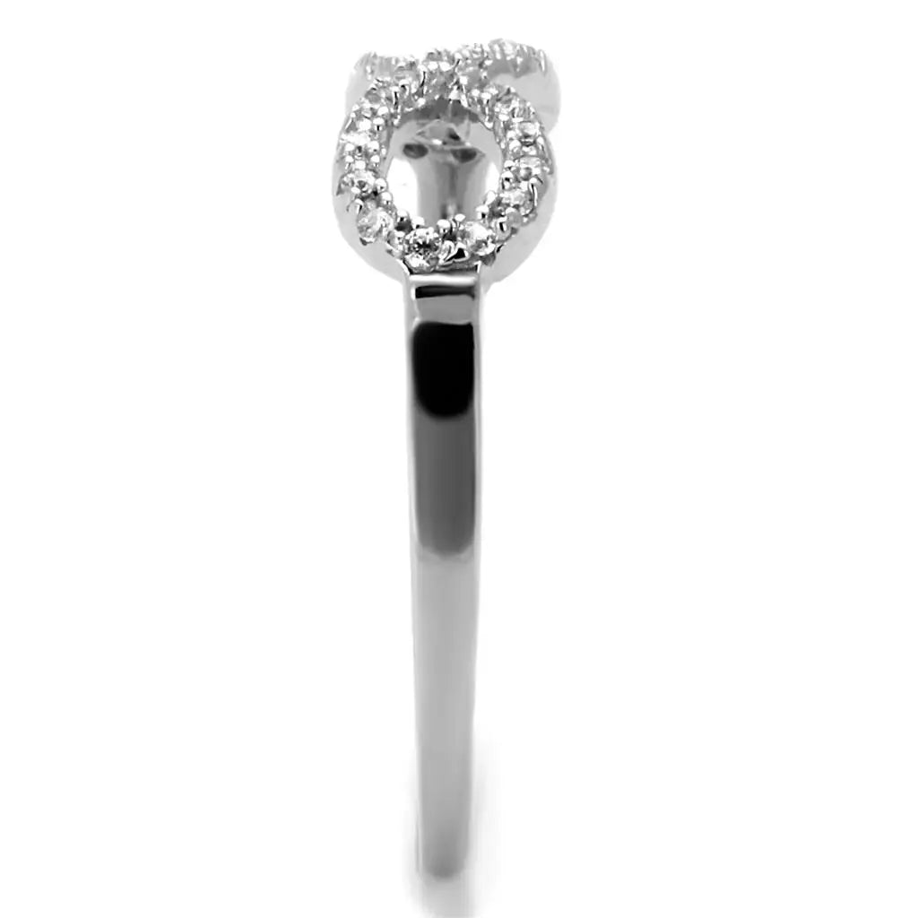TS487 - Rhodium 925 Sterling Silver Ring with AAA Grade CZ in Clear - Alamode - Flyclothing LLC