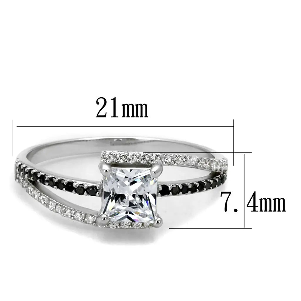 TS488 - Rhodium 925 Sterling Silver Ring with AAA Grade CZ in Clear - Alamode - Flyclothing LLC