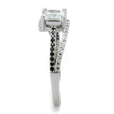 TS488 - Rhodium 925 Sterling Silver Ring with AAA Grade CZ  in Clear - Alamode