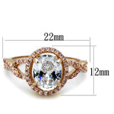 TS489 - Rose Gold 925 Sterling Silver Ring with AAA Grade CZ  in Clear - Alamode