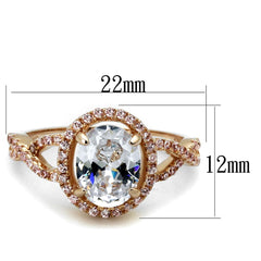 TS489 - Rose Gold 925 Sterling Silver Ring with AAA Grade CZ  in Clear