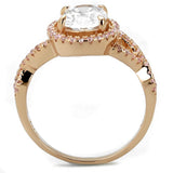 TS489 - Rose Gold 925 Sterling Silver Ring with AAA Grade CZ  in Clear - Alamode