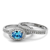 TS490 - Rhodium 925 Sterling Silver Ring with AAA Grade CZ in Sea Blue - Alamode - Flyclothing LLC