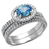 TS490 - Rhodium 925 Sterling Silver Ring with AAA Grade CZ in Sea Blue - Alamode - Flyclothing LLC