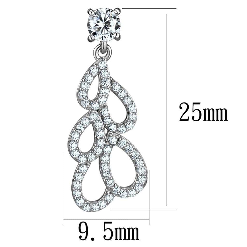 TS496 - Rhodium 925 Sterling Silver Earrings with AAA Grade CZ in Clear - Alamode - Flyclothing LLC
