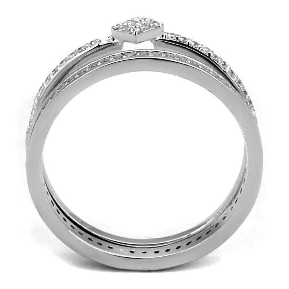 TS498 - Rhodium 925 Sterling Silver Ring with AAA Grade CZ in Clear - Alamode - Flyclothing LLC