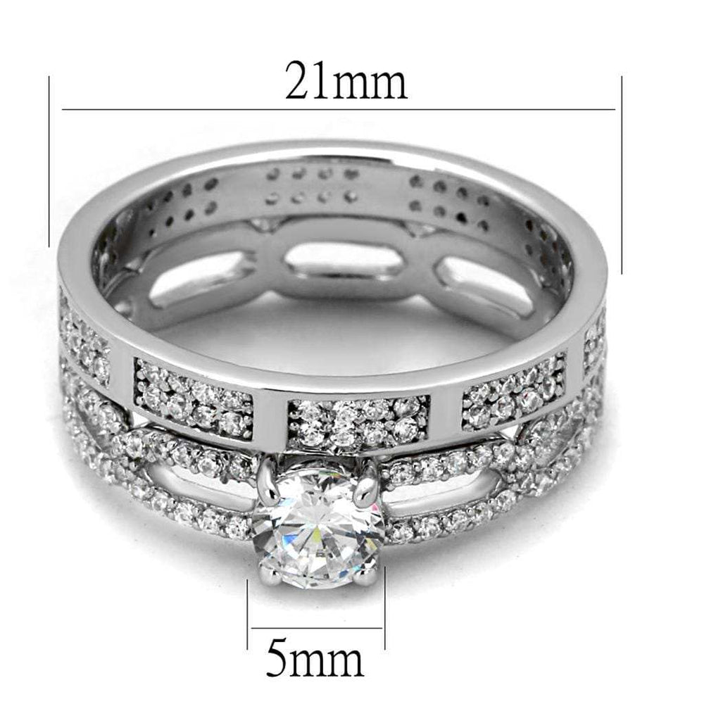 TS499 - Rhodium 925 Sterling Silver Ring with AAA Grade CZ in Clear - Alamode - Flyclothing LLC