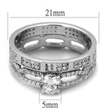 TS499 - Rhodium 925 Sterling Silver Ring with AAA Grade CZ  in Clear - Alamode