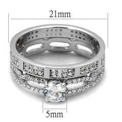 TS499 - Rhodium 925 Sterling Silver Ring with AAA Grade CZ  in Clear
