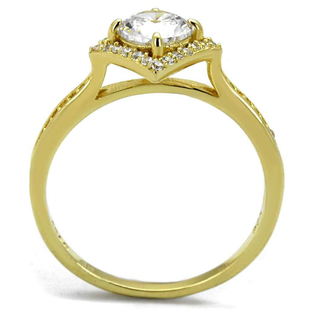 TS500 - Gold 925 Sterling Silver Ring with AAA Grade CZ in Clear - Alamode - Flyclothing LLC
