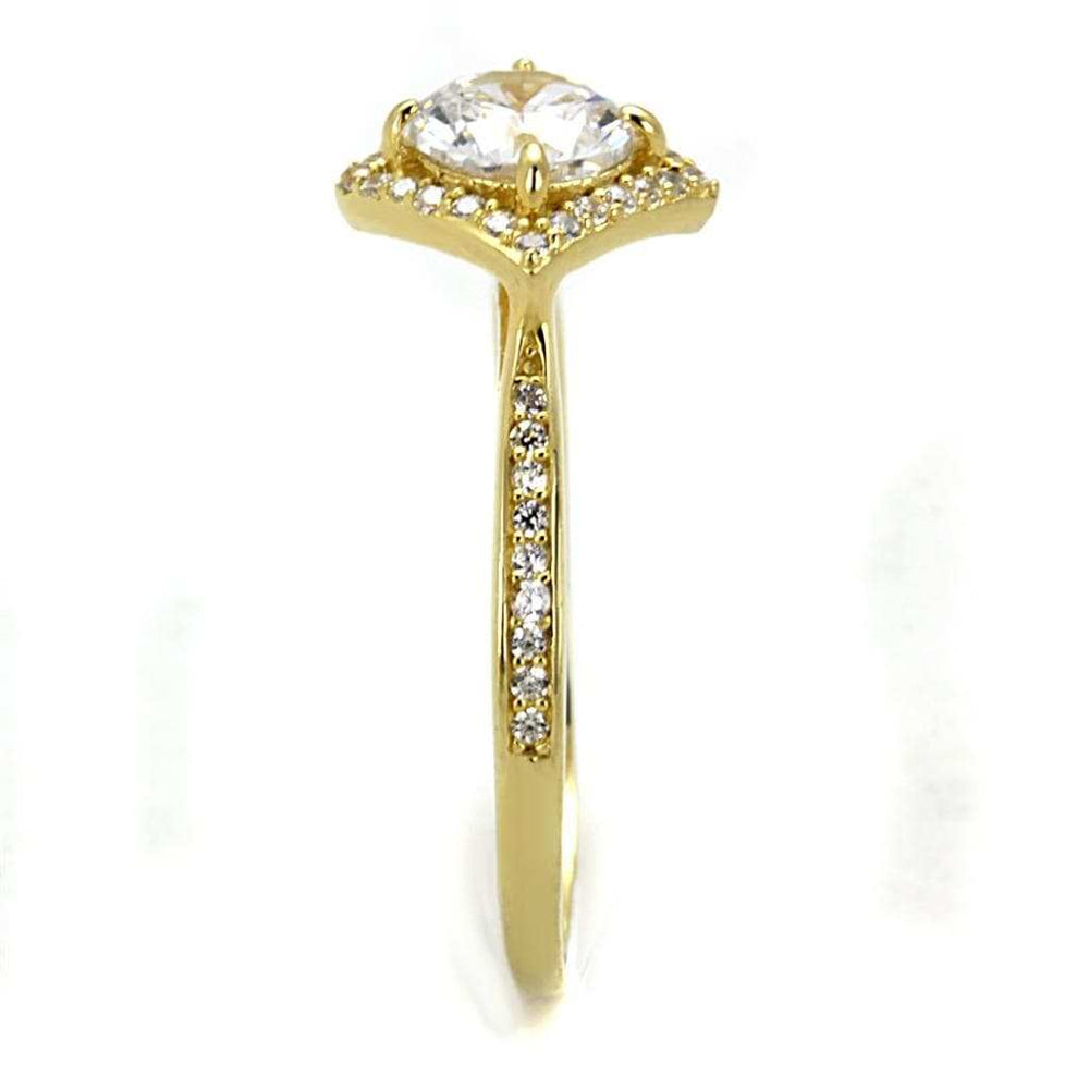 TS500 - Gold 925 Sterling Silver Ring with AAA Grade CZ in Clear - Alamode - Flyclothing LLC