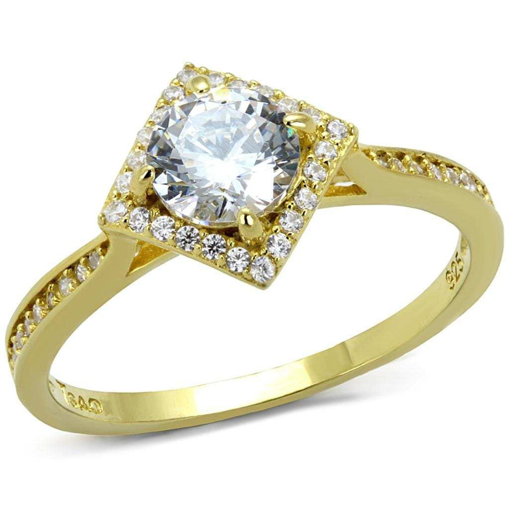 TS500 - Gold 925 Sterling Silver Ring with AAA Grade CZ in Clear - Alamode - Flyclothing LLC
