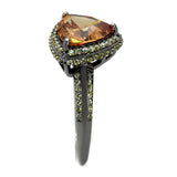 TS501 - Ruthenium 925 Sterling Silver Ring with AAA Grade CZ  in Champagne - Alamode