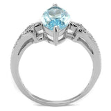 TS502 - Rhodium 925 Sterling Silver Ring with AAA Grade CZ in Sea Blue - Alamode - Flyclothing LLC