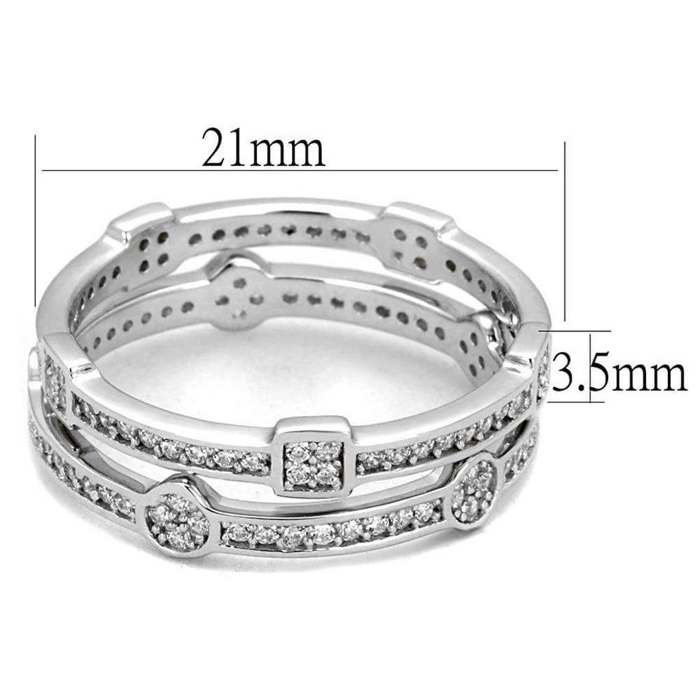 TS503 - Rhodium 925 Sterling Silver Ring with AAA Grade CZ in Clear - Alamode - Flyclothing LLC