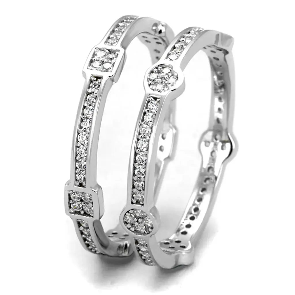 TS503 - Rhodium 925 Sterling Silver Ring with AAA Grade CZ in Clear - Alamode - Flyclothing LLC