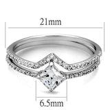 TS504 - Rhodium 925 Sterling Silver Ring with AAA Grade CZ  in Clear