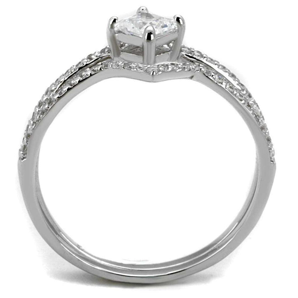 TS504 - Rhodium 925 Sterling Silver Ring with AAA Grade CZ in Clear - Alamode - Flyclothing LLC