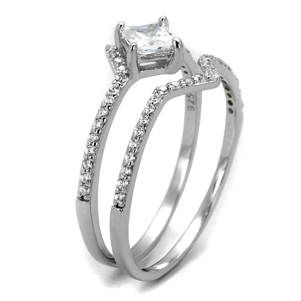 TS504 - Rhodium 925 Sterling Silver Ring with AAA Grade CZ in Clear - Alamode - Flyclothing LLC