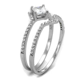 TS504 - Rhodium 925 Sterling Silver Ring with AAA Grade CZ  in Clear - Alamode