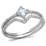 TS504 - Rhodium 925 Sterling Silver Ring with AAA Grade CZ in Clear - Alamode - Flyclothing LLC