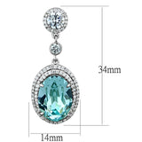 TS508 - Rhodium 925 Sterling Silver Earrings with Top Grade Crystal  in Sea Blue