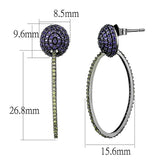TS509 - Ruthenium 925 Sterling Silver Earrings with AAA Grade CZ  in Multi Color - Alamode