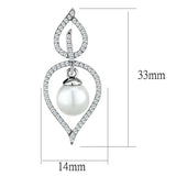 TS510 - Rhodium 925 Sterling Silver Earrings with Semi-Precious Glass Bead in White - Alamode - Flyclothing LLC