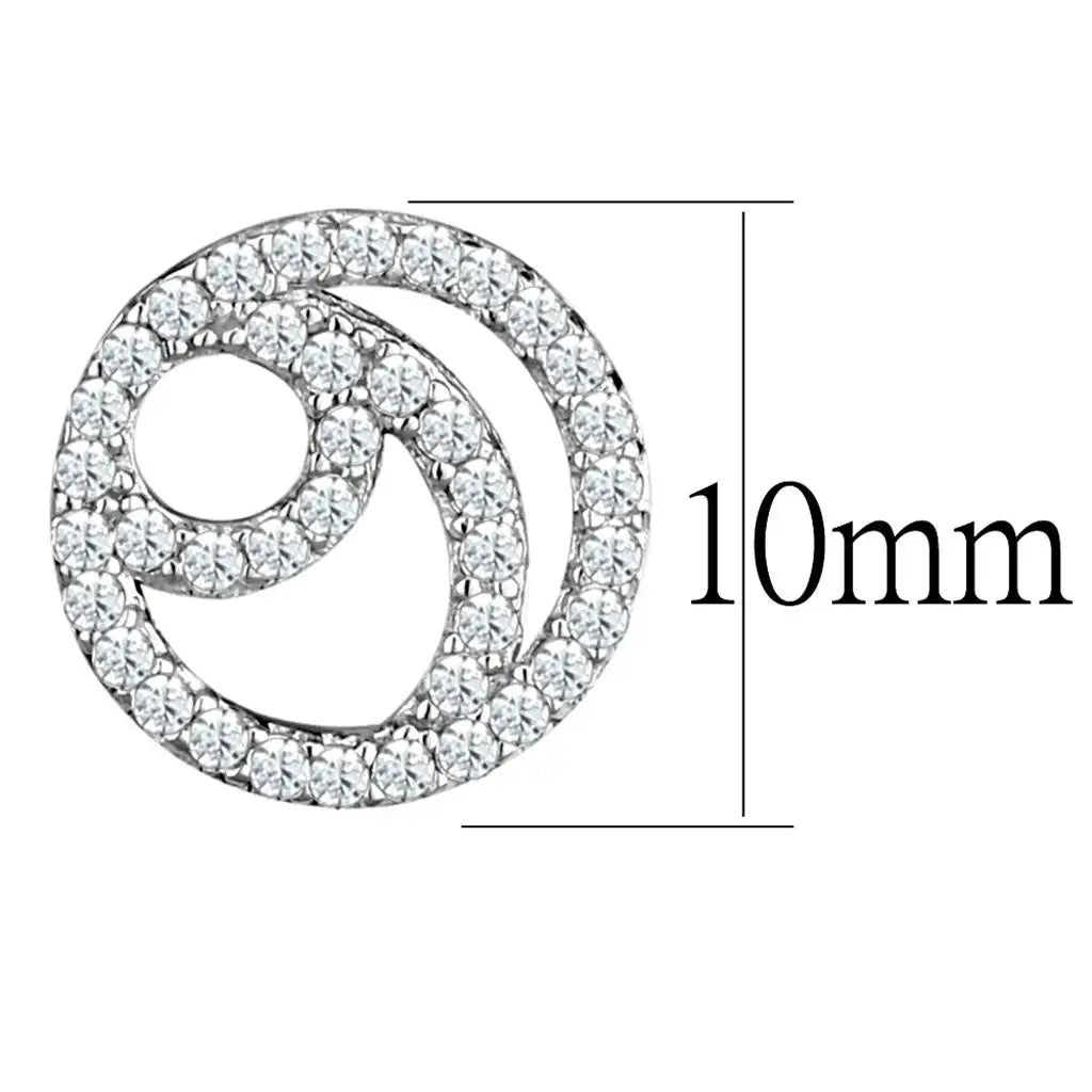 TS511 - Rhodium 925 Sterling Silver Earrings with AAA Grade CZ in Clear - Alamode - Flyclothing LLC