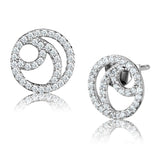 TS511 - Rhodium 925 Sterling Silver Earrings with AAA Grade CZ  in Clear - Alamode