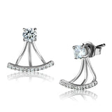 TS512 - Rhodium 925 Sterling Silver Earrings with AAA Grade CZ  in Clear - Alamode