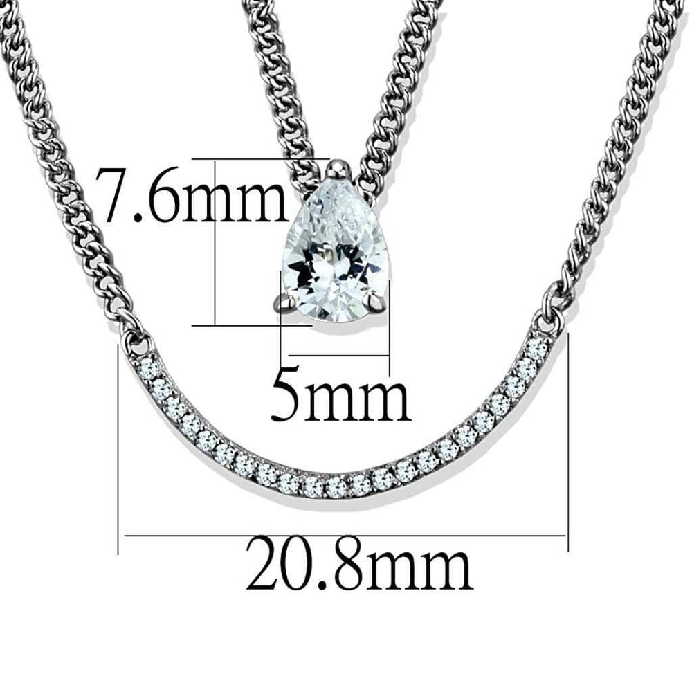 TS514 - Rhodium 925 Sterling Silver Necklace with AAA Grade CZ in Clear - Alamode - Flyclothing LLC