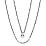 TS514 - Rhodium 925 Sterling Silver Necklace with AAA Grade CZ in Clear - Alamode - Flyclothing LLC
