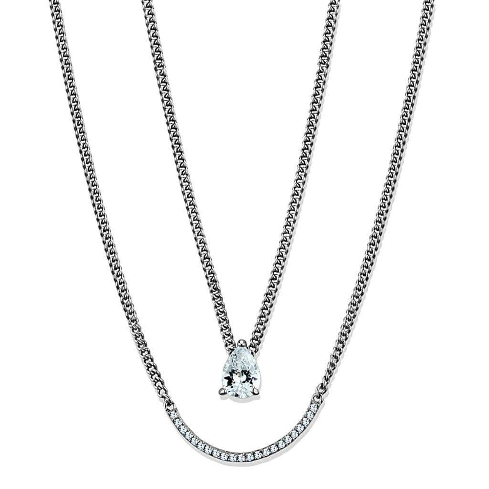 TS514 - Rhodium 925 Sterling Silver Necklace with AAA Grade CZ in Clear - Alamode - Flyclothing LLC