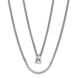 TS514 - Rhodium 925 Sterling Silver Necklace with AAA Grade CZ  in Clear - Alamode