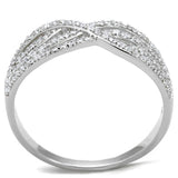 TS516 - Rhodium 925 Sterling Silver Ring with AAA Grade CZ  in Clear - Alamode