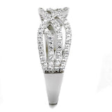 TS516 - Rhodium 925 Sterling Silver Ring with AAA Grade CZ  in Clear - Alamode