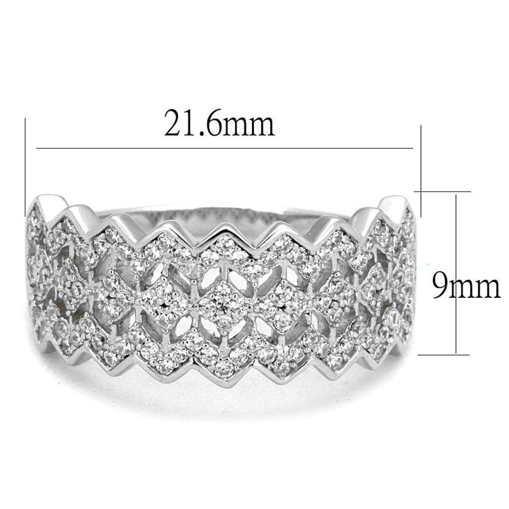 TS517 - Rhodium 925 Sterling Silver Ring with AAA Grade CZ in Clear - Alamode - Flyclothing LLC