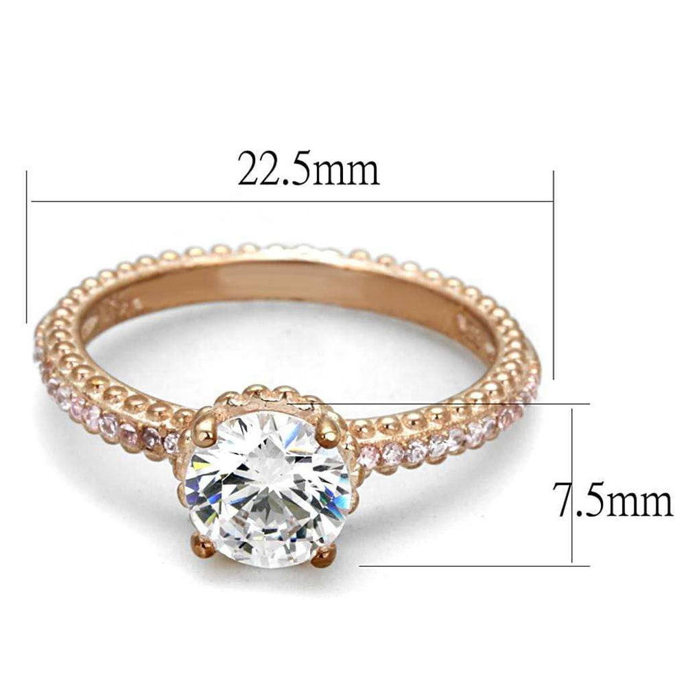 TS518 - Rose Gold 925 Sterling Silver Ring with AAA Grade CZ in Clear - Alamode - Flyclothing LLC