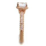 TS518 - Rose Gold 925 Sterling Silver Ring with AAA Grade CZ  in Clear - Alamode