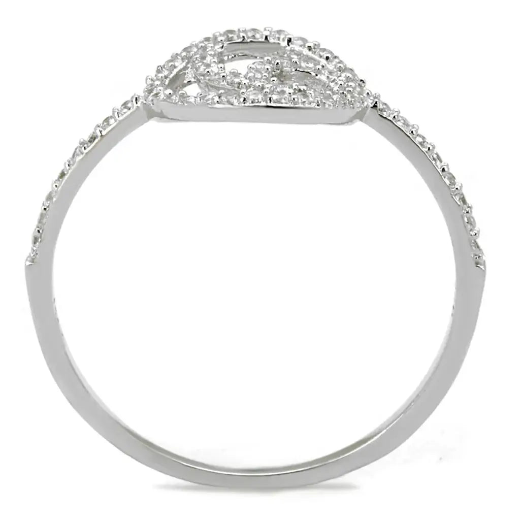 TS519 - Rhodium 925 Sterling Silver Ring with AAA Grade CZ in Clear - Alamode - Flyclothing LLC
